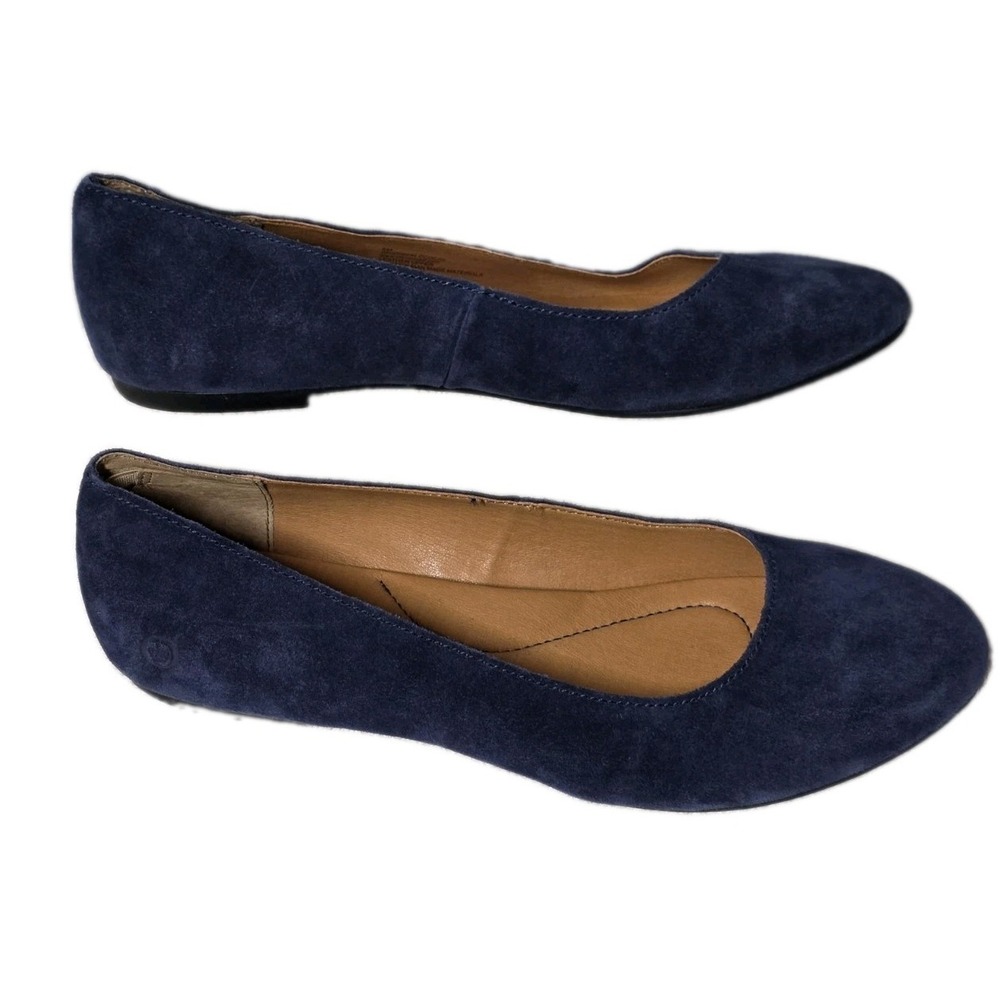 Born Women Beca Flat Slip On Ballet Shoe Blue Suede Orthopedic 8 M Excellent